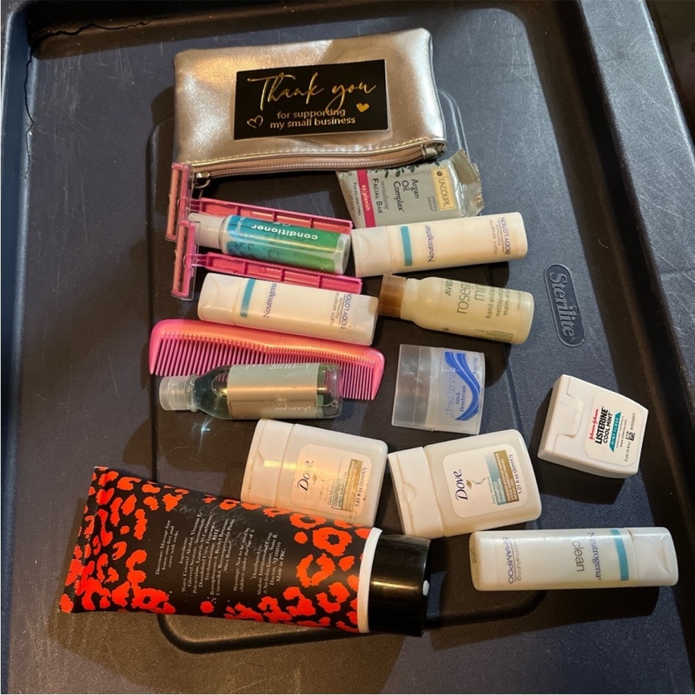 Travel Size Toiletries Set with Leopard Print Bag